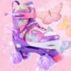 imageSowume Adjustable Roller Skates for Girls and Women All 8 Wheels of Girls Skates Shine Safe and Fun Illuminating for KidsDPurple