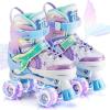 imageNEMONE Mermaid 4 Size Adjustable Light up Roller Skates for Girls Purple Blue Skates for Toddlers Beginner Kids Roller Skates Indoor OutdoorBlue  Purple