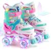 imageNEMONE Mermaid 4 Size Adjustable Light up Roller Skates for Girls Purple Blue Skates for Toddlers Beginner Kids Roller Skates Indoor OutdoorGreen