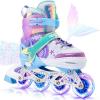 imageNEMONE Mermaid Inline Skates 4 Sizes Adjustable Skates for Girls Kids with Light up Wheels Indoor Beginner Outdoor for Kids Ages 46 58 612 812Blue
