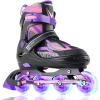 imageSowume Adjustable Inline Skates for Girls and Boys Roller skates with All Light Up Wheels Patines para mujer for Kids and Adults Men WomenAPurple
