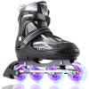 imageSowume Adjustable Inline Skates for Girls and Boys Roller skates with All Light Up Wheels Patines para mujer for Kids and Adults Men WomenBlack