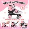 imageNEMONE 4 Size Adjustable Light up Roller Skates for Girls Butterfly Roller Skates for Kids Ages 46 58 612 812 Todder Beginner Skates Indoor OutdoorBlack Pink