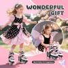 imageNEMONE 4 Size Adjustable Light up Roller Skates for Girls Butterfly Roller Skates for Kids Ages 46 58 612 812 Todder Beginner Skates Indoor OutdoorBlack Pink