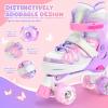 imageNEMONE 4 Size Adjustable Light up Roller Skates for Girls Butterfly Roller Skates for Kids Ages 46 58 612 812 Todder Beginner Skates Indoor OutdoorPurple Pink