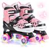 imageNEMONE 4 Size Adjustable Light up Roller Skates for Girls Butterfly Roller Skates for Kids Ages 46 58 612 812 Todder Beginner Skates Indoor OutdoorBlack Pink