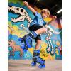 imageNEMONE Roller Skates for Boys Kids Ages 46 58 612 812 with 4 Sizes Adjustable Light up Wheels Todder Beginner Rollerskates Indoor Outdoor SportsDinosaur  Blue