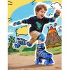imageNEMONE Roller Skates for Boys Kids Ages 46 58 612 812 with 4 Sizes Adjustable Light up Wheels Todder Beginner Rollerskates Indoor Outdoor SportsDinosaur  Blue