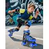 imageNEMONE Roller Skates for Boys Kids Ages 46 58 612 812 with 4 Sizes Adjustable Light up Wheels Todder Beginner Rollerskates Indoor Outdoor SportsDinosaur  Blue