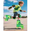 imageNEMONE Roller Skates for Boys Kids Ages 46 58 612 812 with 4 Sizes Adjustable Light up Wheels Todder Beginner Rollerskates Indoor Outdoor SportsDinosaur  Green