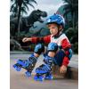 imageNEMONE Roller Skates for Boys Kids Ages 46 58 612 812 with 4 Sizes Adjustable Light up Wheels Todder Beginner Rollerskates Indoor Outdoor SportsDinosaur  Blue