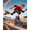 imageNEMONE Roller Skates for Boys Kids Ages 46 58 612 812 with 4 Sizes Adjustable Light up Wheels Todder Beginner Rollerskates Indoor Outdoor SportsRacing  Black Red