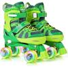 imageNEMONE Roller Skates for Boys Kids Ages 46 58 612 812 with 4 Sizes Adjustable Light up Wheels Todder Beginner Rollerskates Indoor Outdoor SportsDinosaur  Green