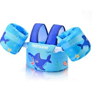 imageNemone Toddler Swim Vest for 2270 lbs Kids Floaties Swim Jacket with Arm Water Wings for Girls Boys 1 2 3 4 5 6 7 Years Old Beach Pool 20 30 40 50 60 66 Pounds Puddle JumperLucky Shark