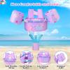 image:imageNemone Toddler Swim Vest for 2270 lbs Kids Floaties Swim Jacket with Arm Water Wings for Girls Boys 1 2 3 4 5 6 7 Years Old Beach Pool 20 30 40 50 60 66 Pounds Puddle JumperB Purple Mermaid