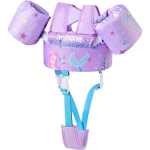 image:imageNemone Toddler Swim Vest for 2270 lbs Kids Floaties Swim Jacket with Arm Water Wings for Girls Boys 1 2 3 4 5 6 7 Years Old Beach Pool 20 30 40 50 60 66 Pounds Puddle JumperB Purple Mermaid