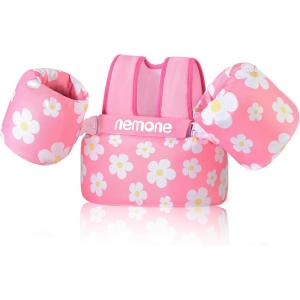 image:imageNemone Toddler Swim Vest for 2270 lbs Kids Floaties Swim Jacket with Arm Water Wings for Girls Boys 1 2 3 4 5 6 7 Years Old Beach Pool 20 30 40 50 60 66 Pounds Puddle JumperI Pink Daisy