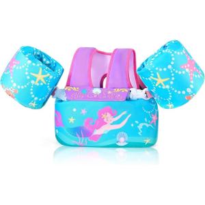 image:imageNemone Toddler Swim Vest for 2270 lbs Kids Floaties Swim Jacket with Arm Water Wings for Girls Boys 1 2 3 4 5 6 7 Years Old Beach Pool 20 30 40 50 60 66 Pounds Puddle JumperE Little Mermaid