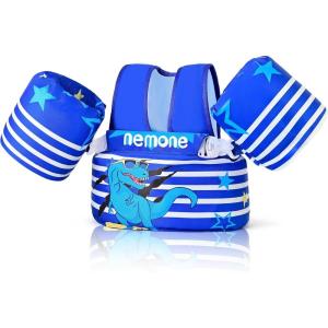 image:imageNemone Toddler Swim Vest for 2270 lbs Kids Floaties Swim Jacket with Arm Water Wings for Girls Boys 1 2 3 4 5 6 7 Years Old Beach Pool 20 30 40 50 60 66 Pounds Puddle JumperJ Blue Dinosaur