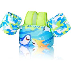 image:imageNemone Toddler Swim Vest for 2270 lbs Kids Floaties Swim Jacket with Arm Water Wings for Girls Boys 1 2 3 4 5 6 7 Years Old Beach Pool 20 30 40 50 60 66 Pounds Puddle JumperK Blue Sea