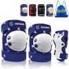 image:imageNEMONE Knee Pads for Kids Girls Boys Knee Elbow Pads Wrist Guards with Drawstring Bag Adjustable Reflective Protective Gear Set for Roller Skates Bike Cycling Skateboard Scooter  Green MBlack White