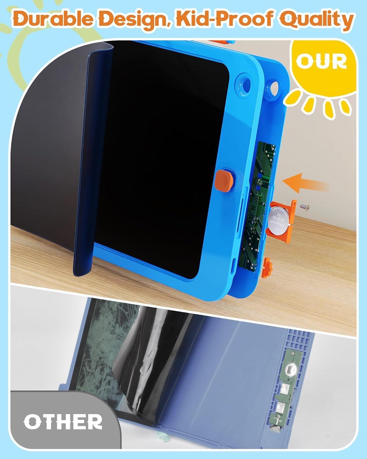 imagebravokids 10 Inch Drawing Tablet for Girls Colorful LCD Writing Tablet for Kids Erasable Drawing Pad for Toddler Learning Painting ToysBirthday for 3 4 5 6 7 8 9 10 Years Old BoysBlueorange