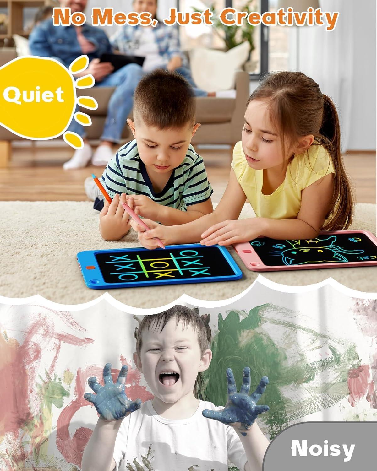 imagebravokids 10 Inch Drawing Tablet for Girls Colorful LCD Writing Tablet for Kids Erasable Drawing Pad for Toddler Learning Painting ToysBirthday for 3 4 5 6 7 8 9 10 Years Old BoysBlueorange