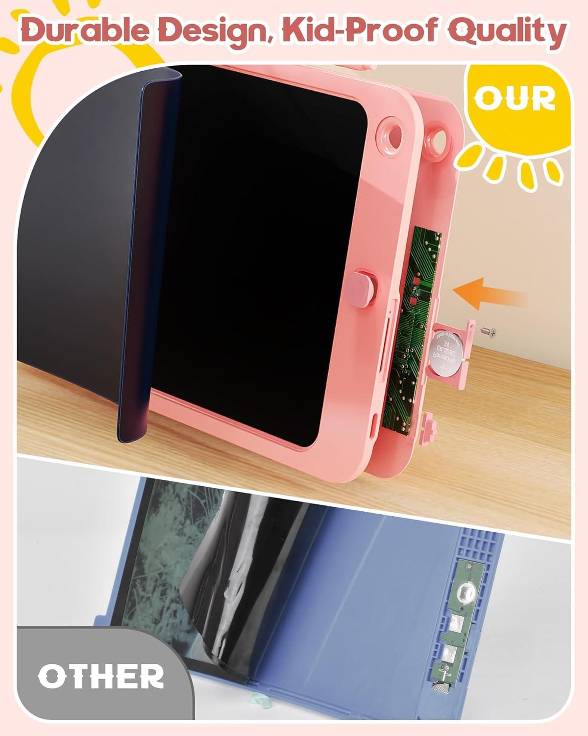 imagebravokids 10 Inch Drawing Tablet for Girls Colorful LCD Writing Tablet for Kids Erasable Drawing Pad for Toddler Learning Painting ToysBirthday for 3 4 5 6 7 8 9 10 Years Old BoysPink