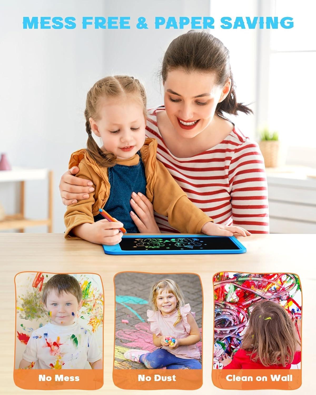 imagebravokids 10 Inch Drawing Tablet for Girls Colorful LCD Writing Tablet for Kids Erasable Drawing Pad for Toddler Learning Painting ToysBirthday for 3 4 5 6 7 8 9 10 Years Old BoysBlueorange