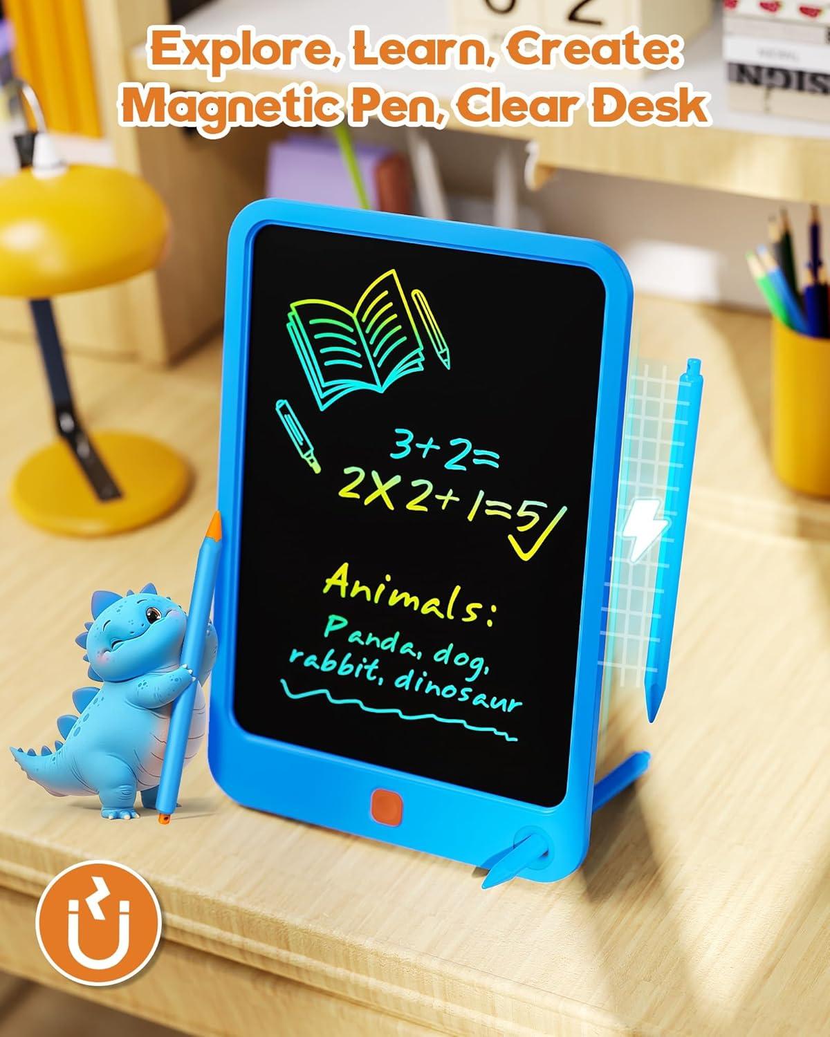 imagebravokids 10 Inch Drawing Tablet for Girls Colorful LCD Writing Tablet for Kids Erasable Drawing Pad for Toddler Learning Painting ToysBirthday for 3 4 5 6 7 8 9 10 Years Old BoysBlueorange
