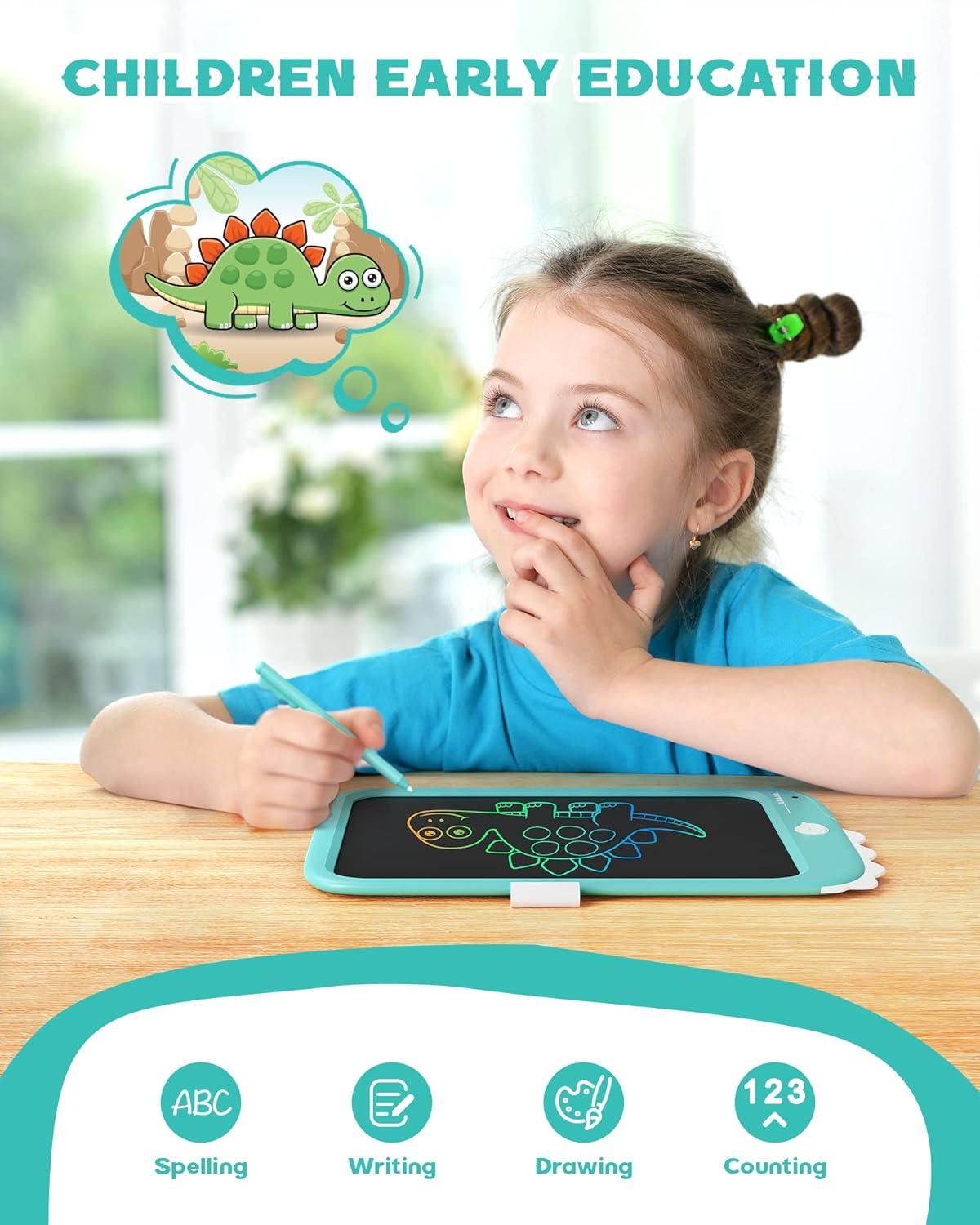 imagebravokids 10inch LCD Writing Tablet for Kids Colorful Toddlers Toys Drawing Board Educational GirlsToys Unicorn Doodle Board Toys for 2 3 4 5 6 7 8 Year Old Boys BirthdayBlue