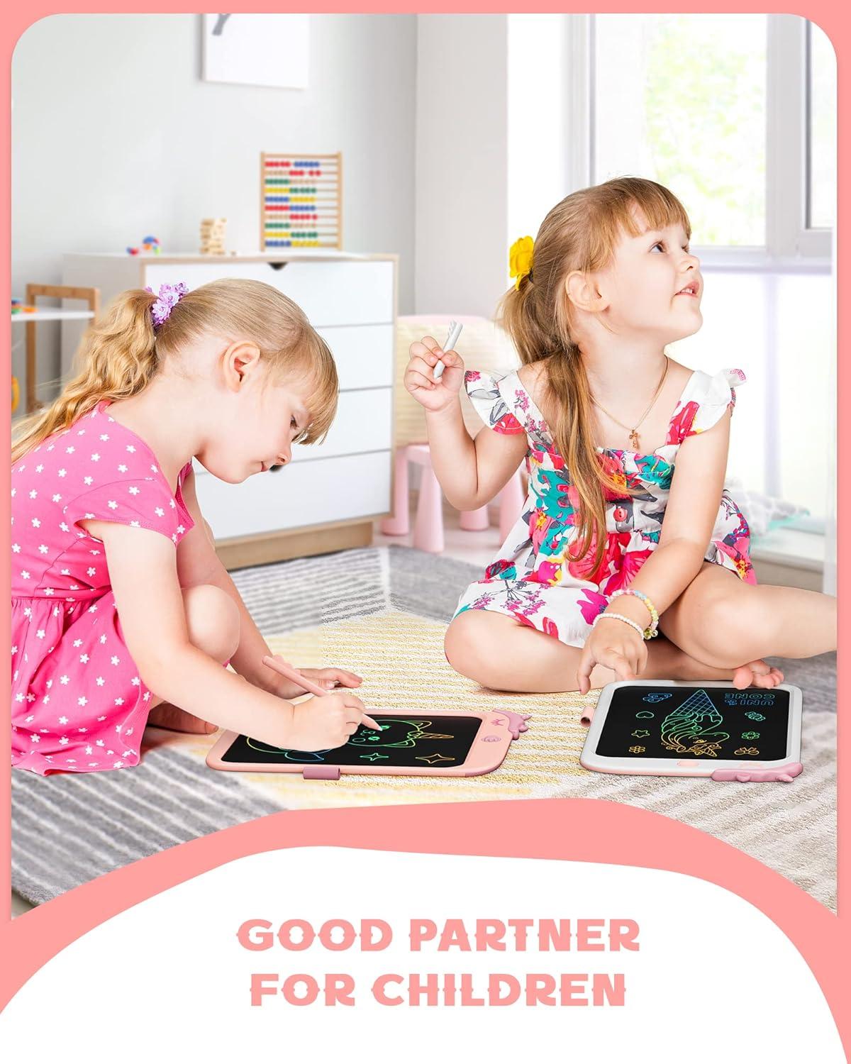 imagebravokids 10inch LCD Writing Tablet for Kids Colorful Toddlers Toys Drawing Board Educational GirlsToys Unicorn Doodle Board Toys for 2 3 4 5 6 7 8 Year Old Boys BirthdayWhite