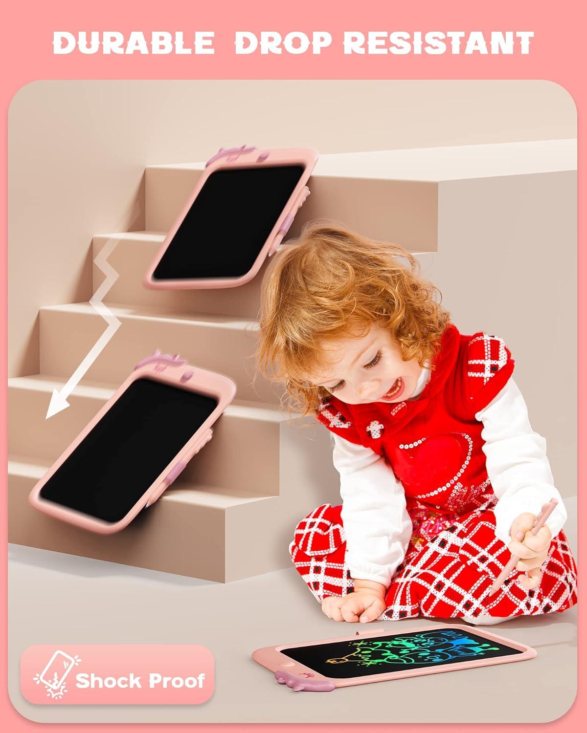 imagebravokids 10inch LCD Writing Tablet for Kids Colorful Toddlers Toys Drawing Board Educational GirlsToys Unicorn Doodle Board Toys for 2 3 4 5 6 7 8 Year Old Boys BirthdayPink