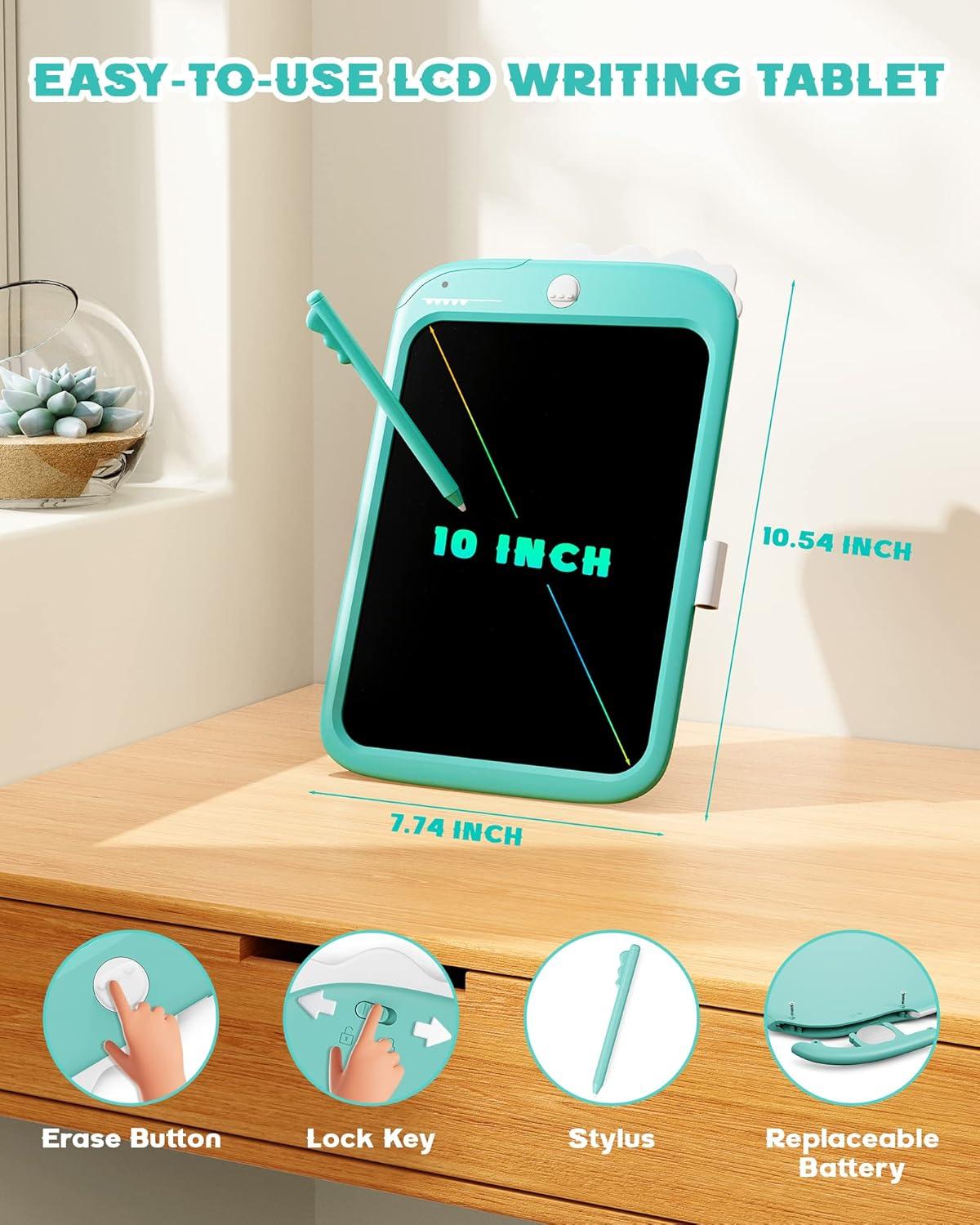 imagebravokids 10inch LCD Writing Tablet for Kids Colorful Toddlers Toys Drawing Board Educational GirlsToys Unicorn Doodle Board Toys for 2 3 4 5 6 7 8 Year Old Boys BirthdayBlue