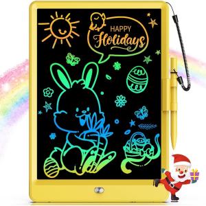imageBravokids LCD Writing Tablet for 38 Year Old Girls and Boys  10 Inch Electronic Doodle Board Drawing Pad Educational Birthday Gift for Kids and Toddlers YellowYellow
