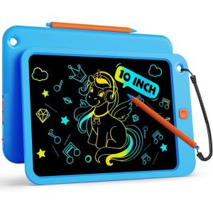 imagebravokids 10 Inch Drawing Tablet for Girls Colorful LCD Writing Tablet for Kids Erasable Drawing Pad for Toddler Learning Painting ToysBirthday for 3 4 5 6 7 8 9 10 Years Old BoysBlueorange