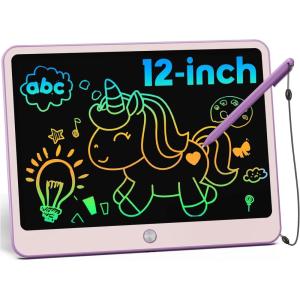 imagebravokids 10 Inch LCD Writing Tablet for Kids Erasable Drawing Tablet for Toddlers Doodle Board for Boys Learning Painting Pads Toys Christmas Birthday Gifts for 3 4 5 6 Years Old GirlsPurple