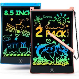 imagebravokids 2 Pack LCD Writing Tablet with Stylus 85 inch Colorful Doodle Board Drawing Pad for Kids Travel Games Activity Learning Toys Birthday Gift for Age 3 4 5 6 7 8 Year Old Boys Girls85 Inch