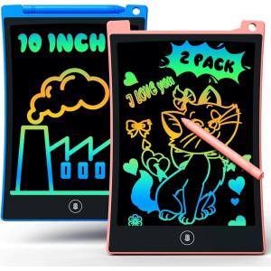 imagebravokids 2 Pack LCD Writing Tablet with Stylus 85 inch Colorful Doodle Board Drawing Pad for Kids Travel Games Activity Learning Toys Birthday Gift for Age 3 4 5 6 7 8 Year Old Boys Girls10 Inch