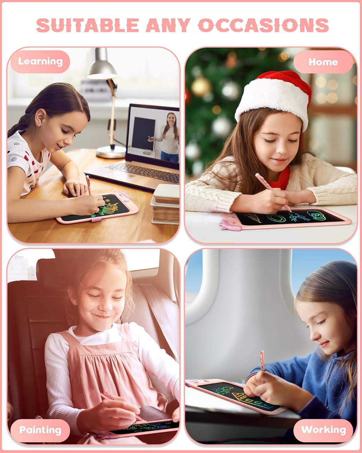 imagebravokids 10inch LCD Writing Tablet for Kids Colorful Toddlers Toys Drawing Board Educational GirlsToys Unicorn Doodle Board Toys for 2 3 4 5 6 7 8 Year Old Boys Birthday Christmas GiftsPink