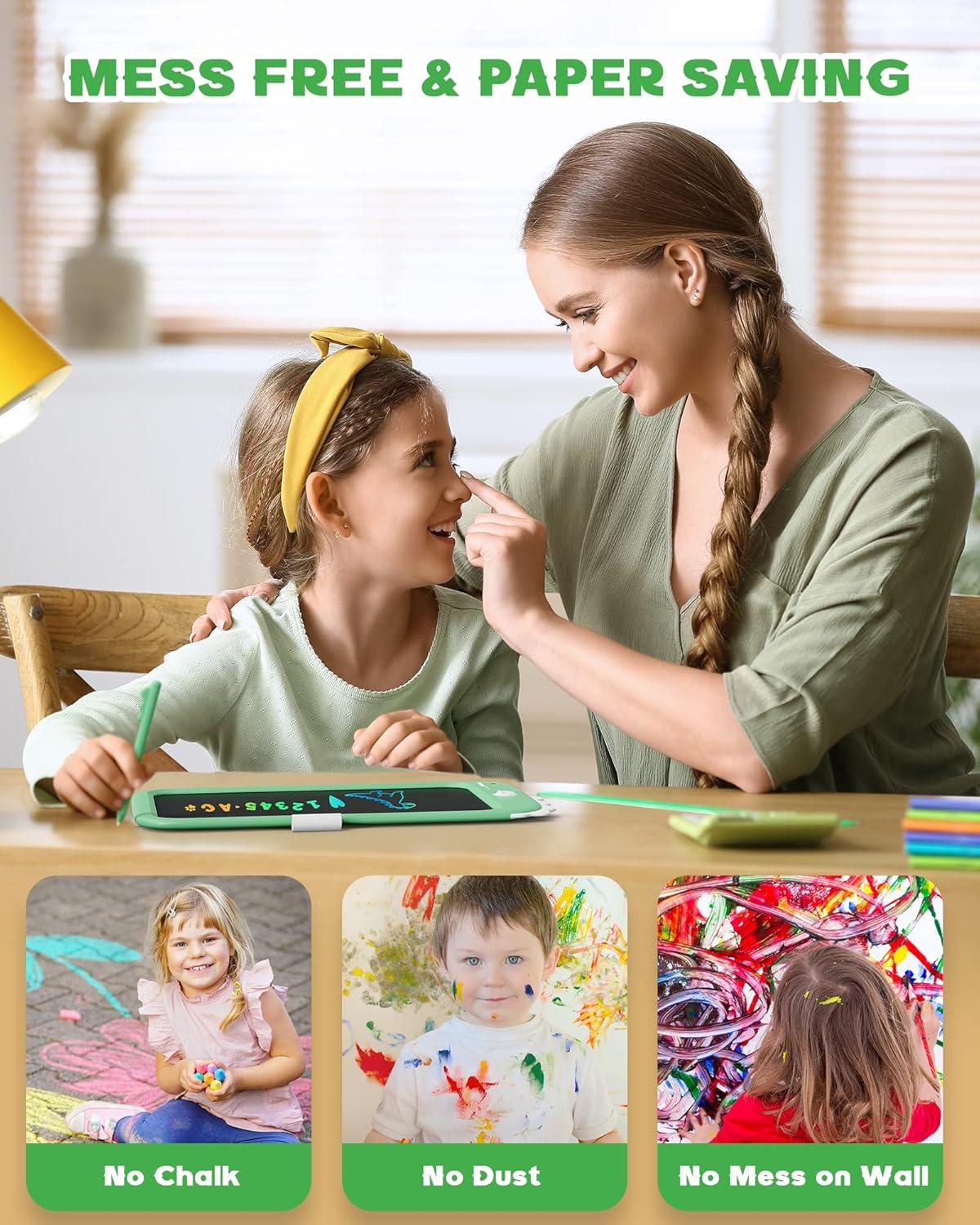 imagebravokids 10inch LCD Writing Tablet for Kids Colorful Toddlers Toys Drawing Board Educational GirlsToys Unicorn Doodle Board Toys for 2 3 4 5 6 7 8 Year Old Boys Birthday Christmas GiftsGreen