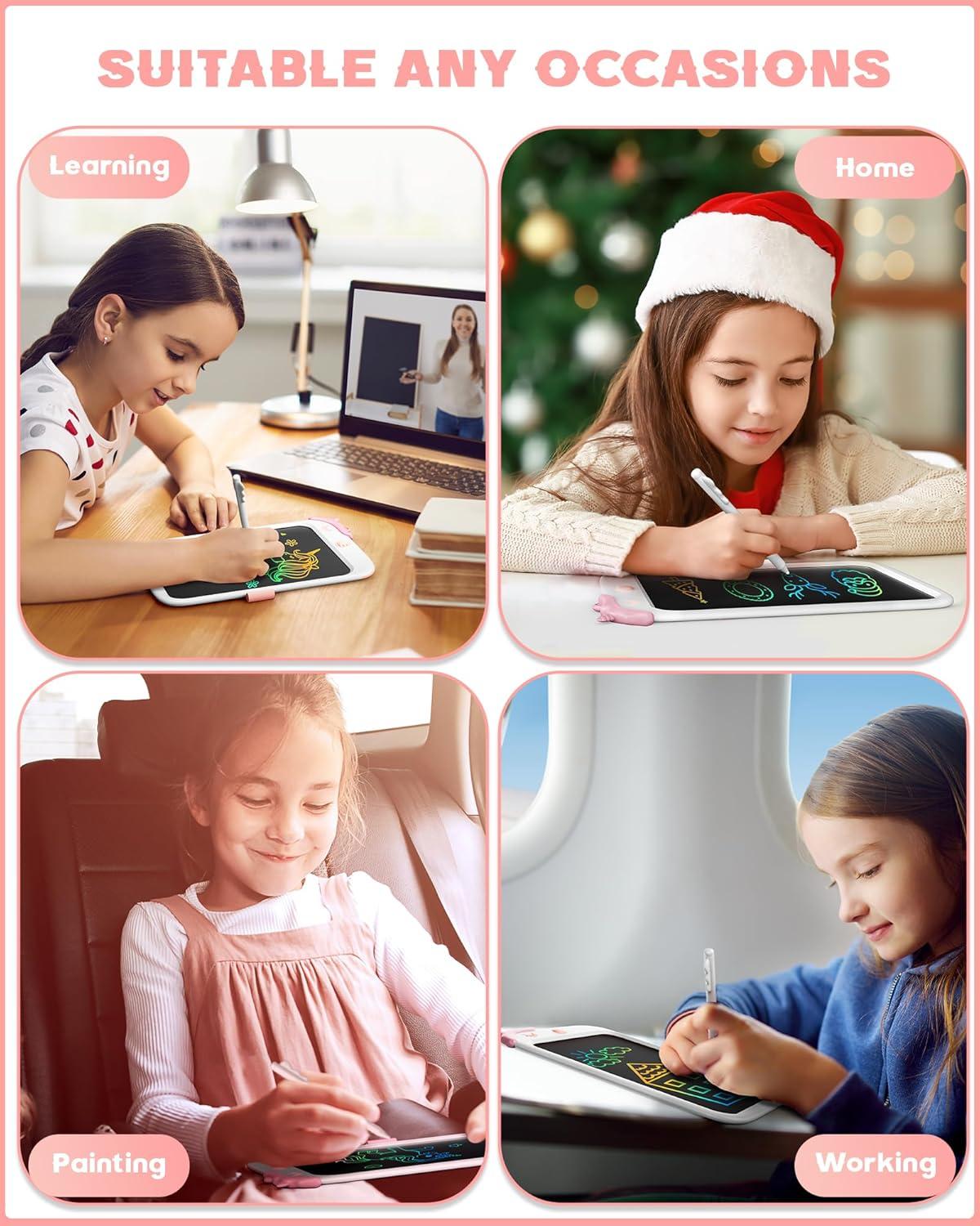 imagebravokids 10inch LCD Writing Tablet for Kids Colorful Toddlers Toys Drawing Board Educational GirlsToys Unicorn Doodle Board Toys for 2 3 4 5 6 7 8 Year Old Boys Birthday Christmas GiftsWhite
