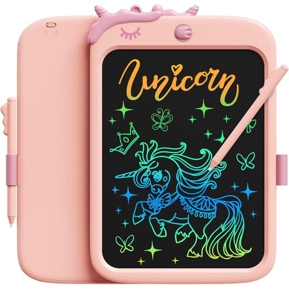 imagebravokids 10inch LCD Writing Tablet for Kids Colorful Toddlers Toys Drawing Board Educational GirlsToys Unicorn Doodle Board Toys for 2 3 4 5 6 7 8 Year Old Boys Birthday Christmas GiftsPink