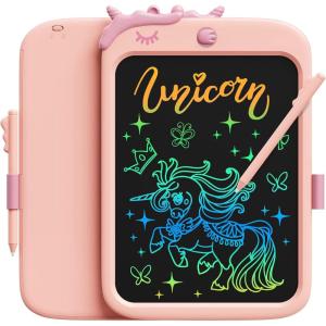 imagebravokids 10inch LCD Writing Tablet for Kids Colorful Toddlers Toys Drawing Board Educational GirlsToys Unicorn Doodle Board Toys for 2 3 4 5 6 7 8 Year Old Boys Birthday Christmas GiftsPink