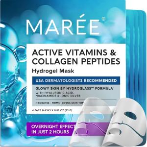 imageMAREE Collagen Face Mask with Hyaluronic Acid  Sheet Face Masks Skincare with Green ampamp Red Algae Extract for All Skin Types  Hydrating Facial Mask Skin For Women Care Mascarillas Faciales  6 PackHydrogel Mask