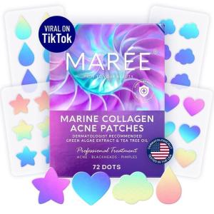 imageMAREE Star Pimple Patches for Face  Acne Patches  Natural Green Algae Extract ampamp Tea Tree Oil  Hydrocolloid Pimple Patches Cute Pimple Patches Stars for Cover Zit Patches Parches Para Acne 72 Patch