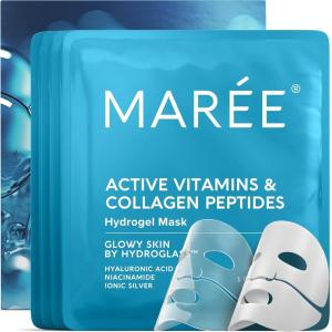imageMAREE Collagen Facial Mask with Hyaluronic Acid  Hydrating Face Masks Skincare  Mascarillas Faciales For Women Skin Care  Gold 5 CountWhite