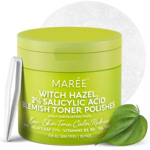 imageMAREE Blemish Toner Polishes  Daily Facial Radiance Toner Polish  Witch Hazel Pads Acne Face Toning  Acne Skin Care with BHA Salicylic Acid  Blemish Clearing Witch Hazel WipesBlemish Toner Pads
