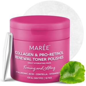 imageMAREE Blemish Toner Polishes  Daily Facial Radiance Toner Polish  Witch Hazel Pads Acne Face Toning  Acne Skin Care with BHA Salicylic Acid  Blemish Clearing Witch Hazel WipesRetinol  Collagen Pads