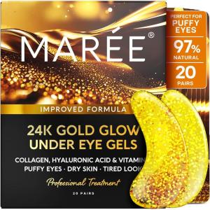 imageMAREE Violet Eye Gels  Marine Collagen Under Eye Patches for Puffy Eyes  Undereye Mask Patches for Women  Moisturizing Gel Eye Masks with Grape Water  Gel PadsGold